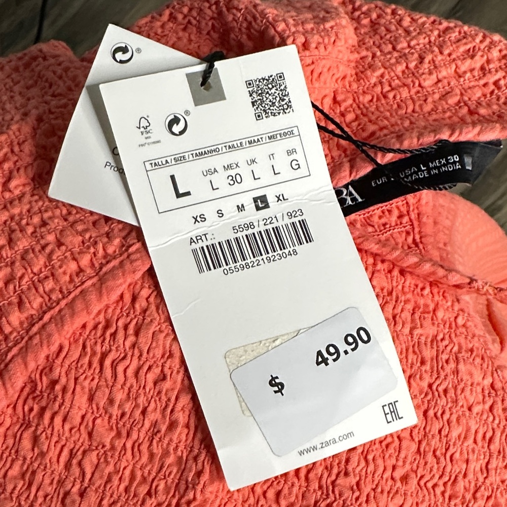Zara Coral Dress size large - Picture 12 of 12